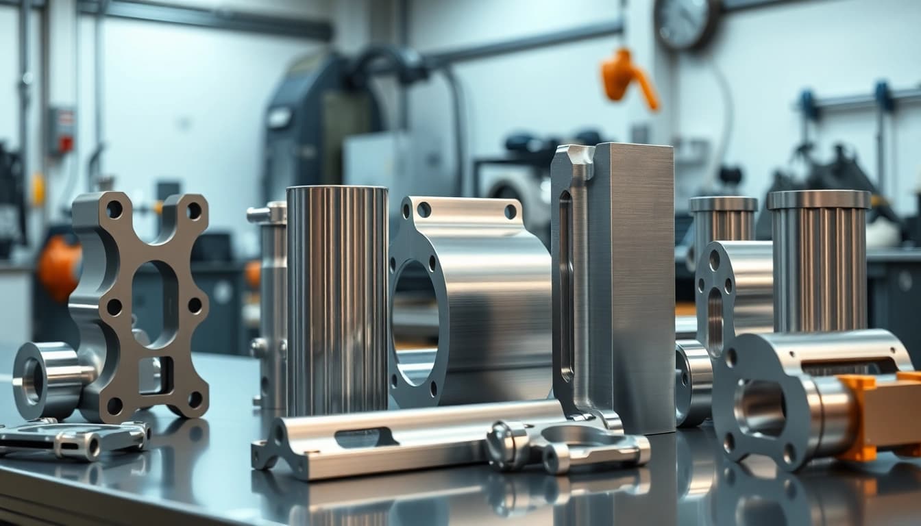 Showcasing aluminum prototypes in a professional workshop highlighting precision and craftsmanship.