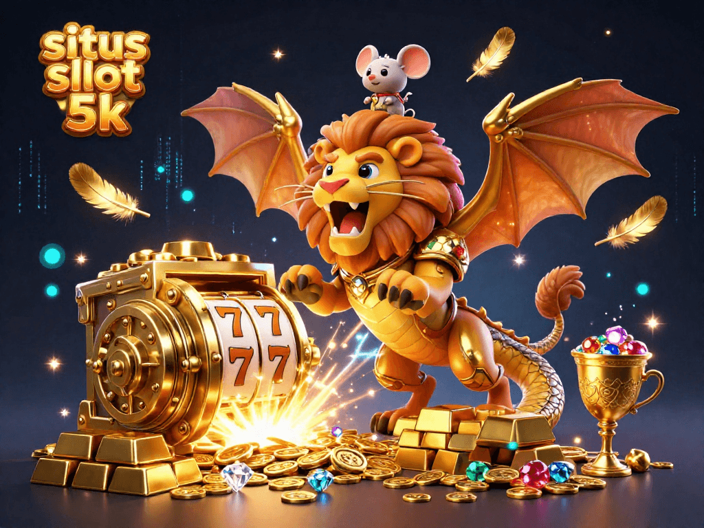 Experience exhilarating wins at situs slot 5k with this vibrant 3D casino art showcasing golden riches.