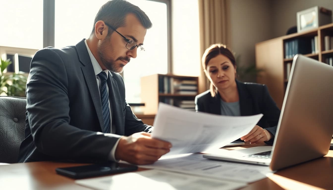 Clearwater truck accident attorney consulting with a client in a professional office setting.