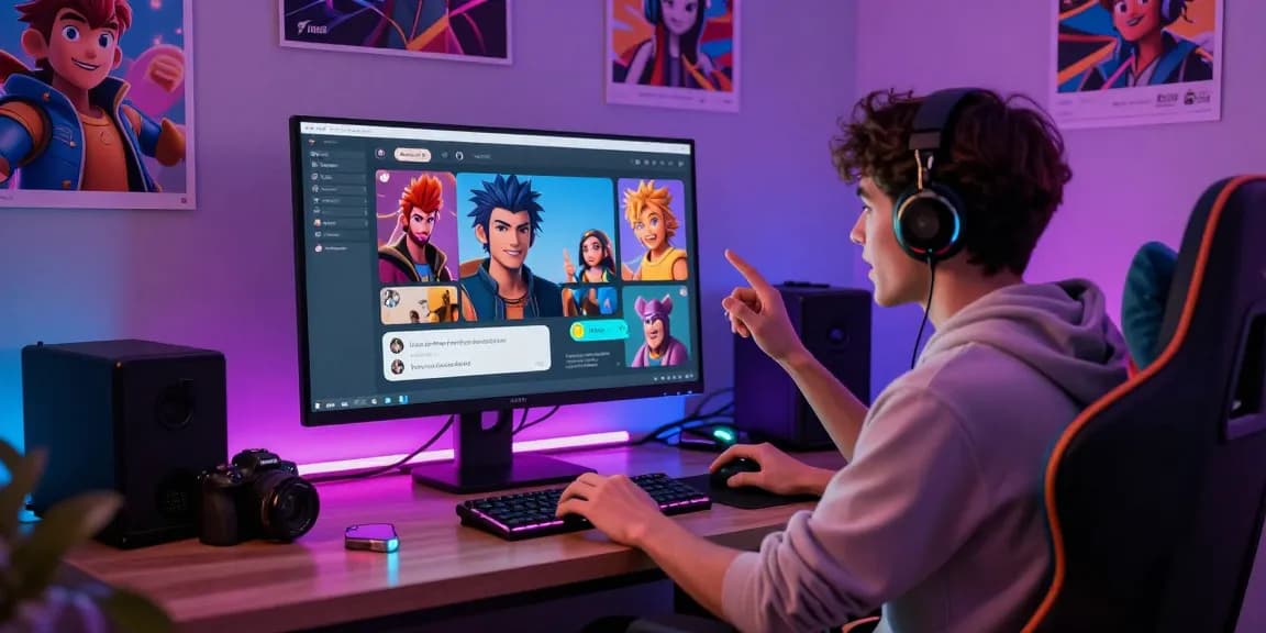 Engaging NSFW chat environment featuring customizable AI avatars and vibrant neon lighting.