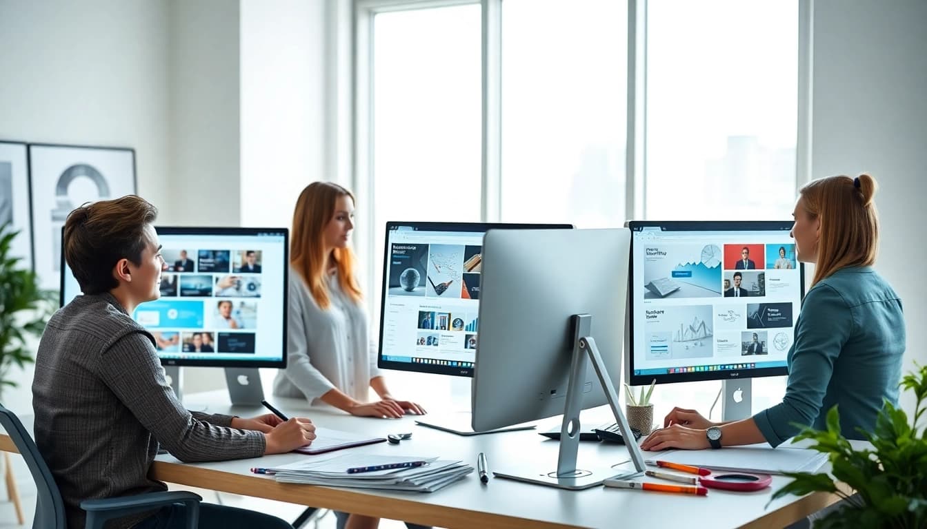 Webdesign Agentur Kunden erhalten kreative Designs in einem modernen Büro.