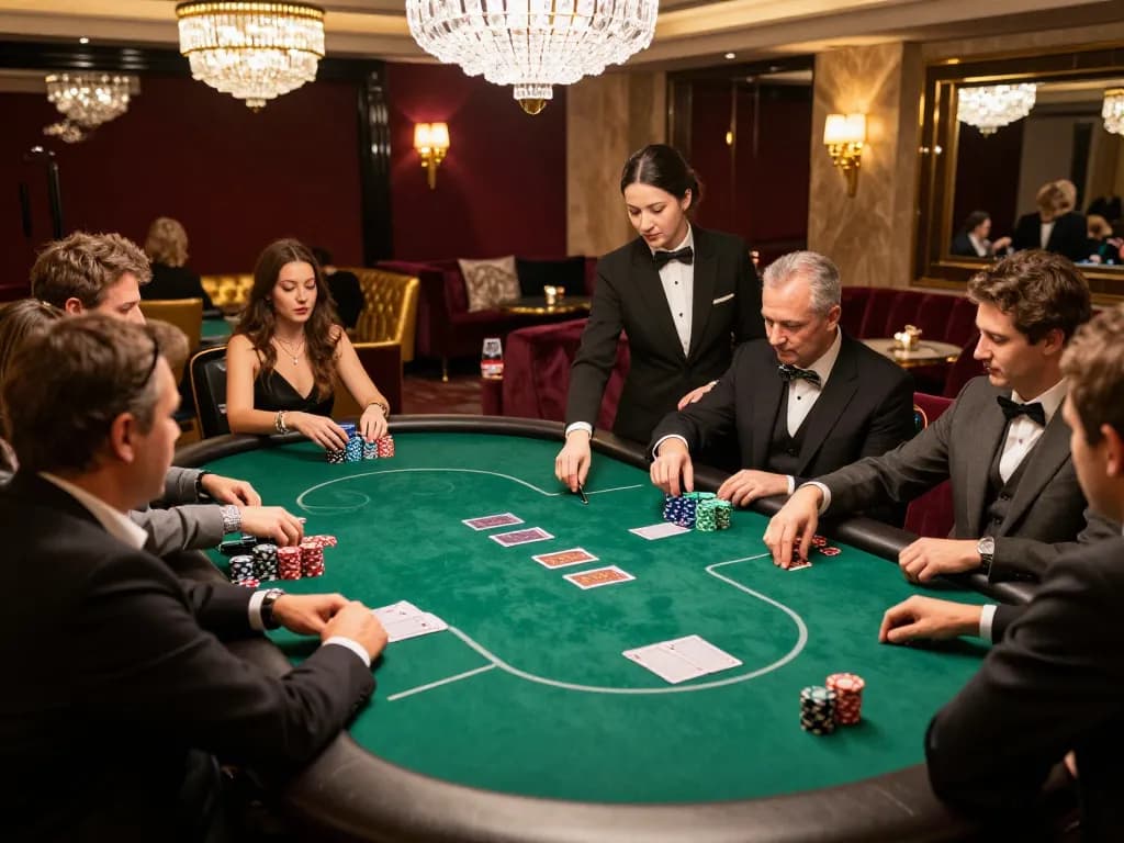 Players strategizing at VIP poker table with elite ambience and 8kbet excitement.