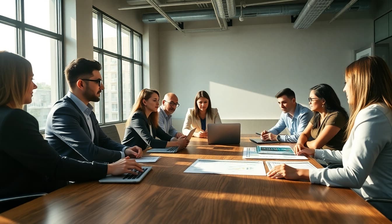 Strategic Acquisition Planning with a diverse business team at work in a modern conference room.