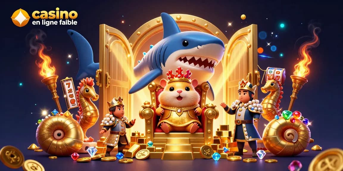 Découvrez un roi hamster sur son trône de dents de mégalodon dans un casino en ligne fiable.