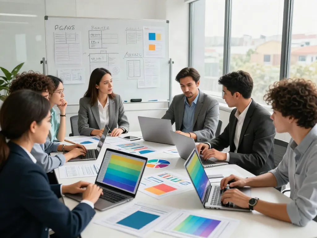 Team discussing turnaround and restructuring consulting strategies in a modern office setting.