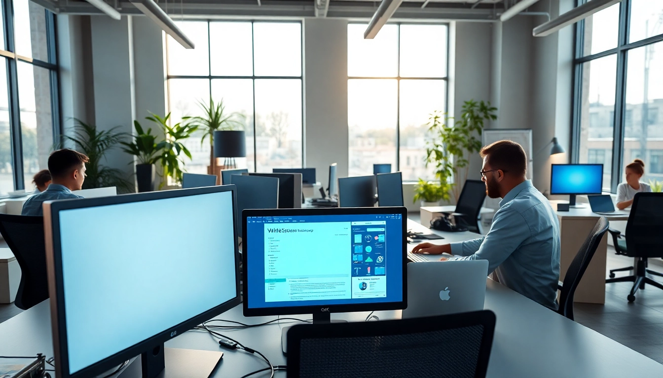 Dynamic team at a web design company, showcasing creativity in a collaborative environment.