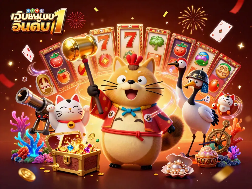 เล่นเกมที่ เว็บพนันออนไลน์ อันดับ 1 กับตุ๊กตาทานูกิและแมวโชคดี