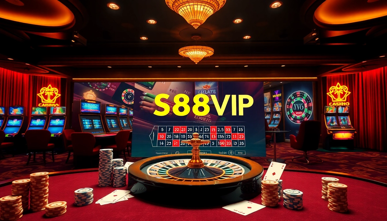 Experience the thrill at Trang chủ S88VIP showcasing vibrant casino gaming elements.