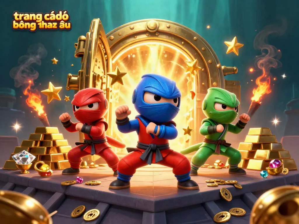 Cá cược tại trang cá độ bóng đá châu âu với những ninja và vàng bạc lấp lánh.