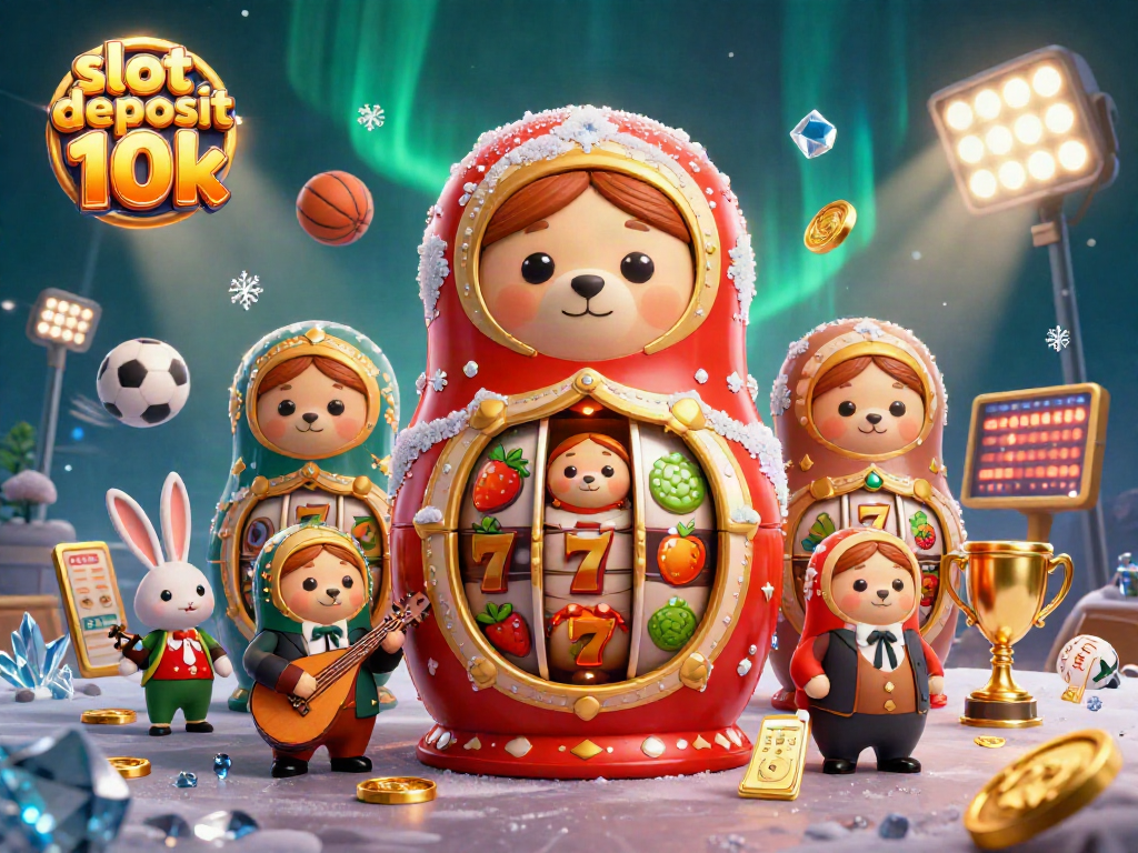 Spin the reels and win with a slot deposit 10k at the lively casino scene featuring vibrant characters.