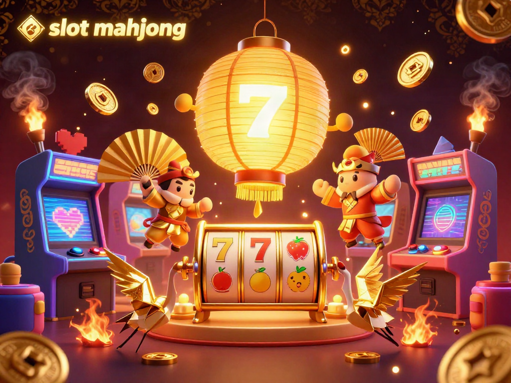 Spin the reels in this vibrant slot mahjong scene filled with golden characters and dynamic game elements.