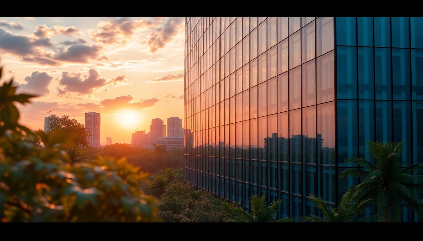 3D Visualisierung erstellen einer modernen Architektur in urbanem Umfeld mit lebhaften Details und realistischem Licht.