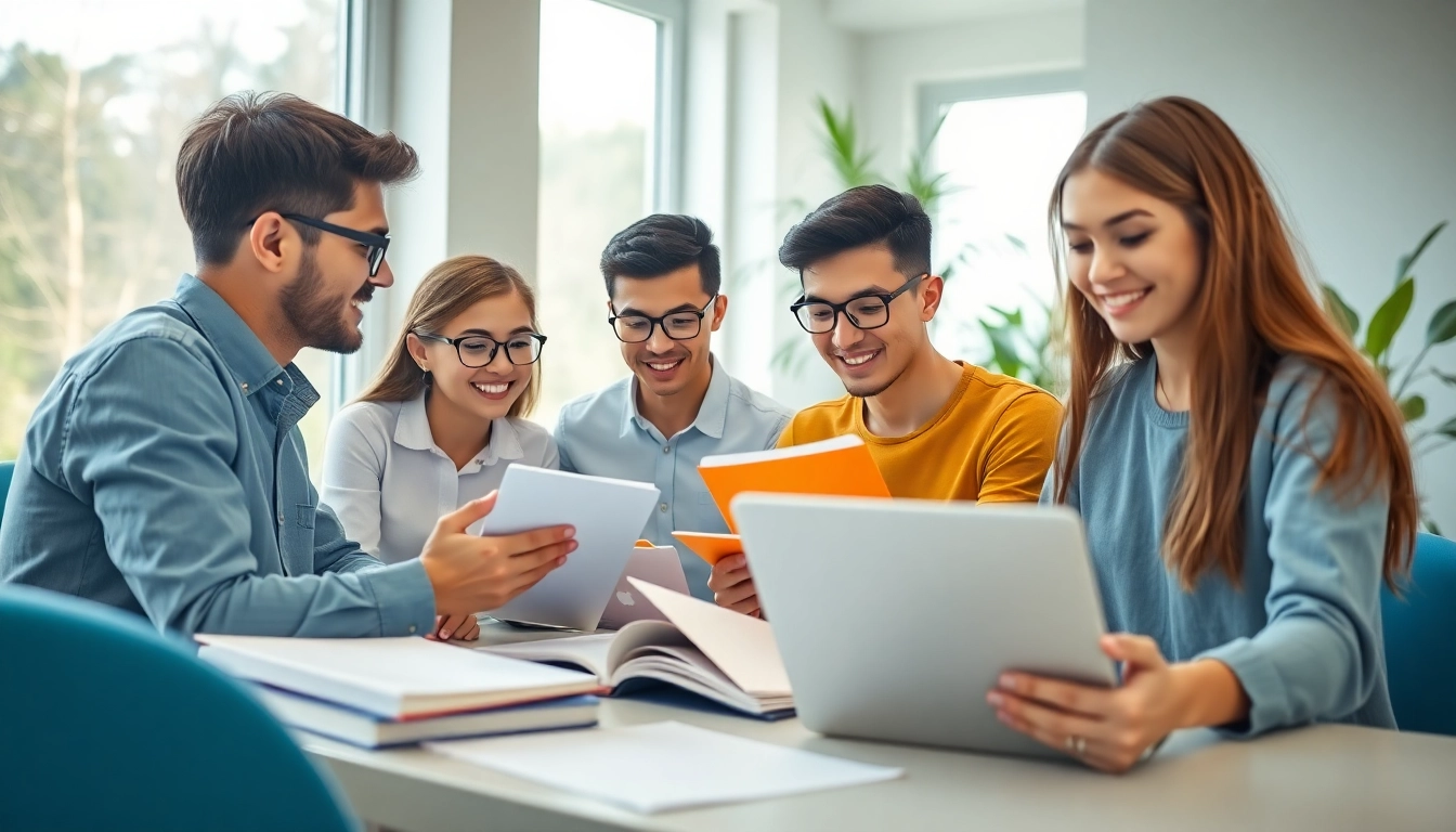 Meet TOEFL test takers for hire collaborating in a bright home office.