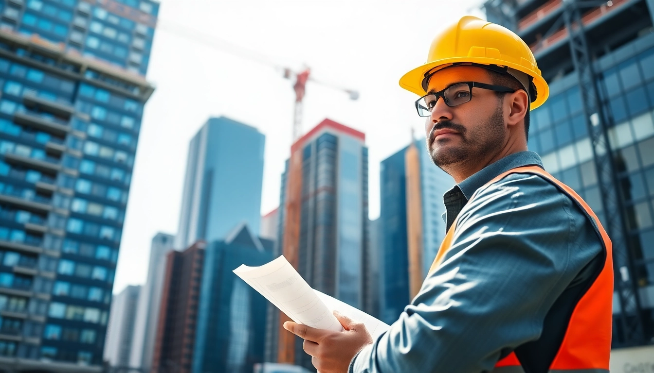 Manhattan Commercial General Contractor supervising an urban construction project with skyscrapers.
