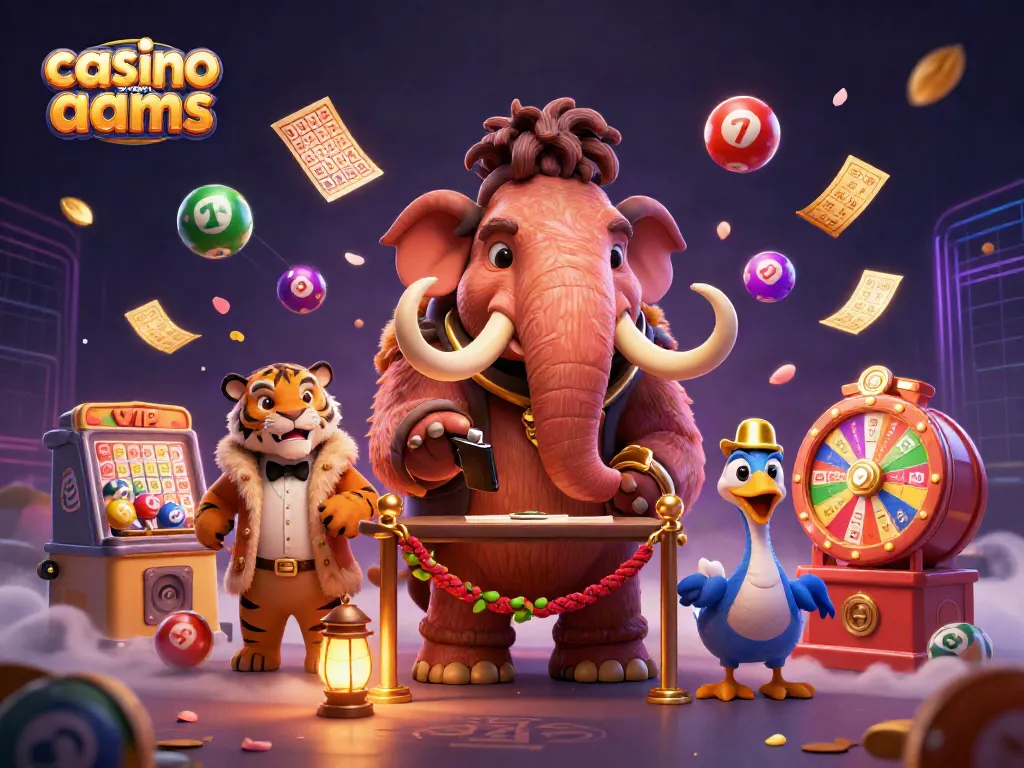 Scopri emozioni di gioco nei migliori casino non AAMS con un mammut vigilante e ospiti VIP in un'atmosfera festosa.