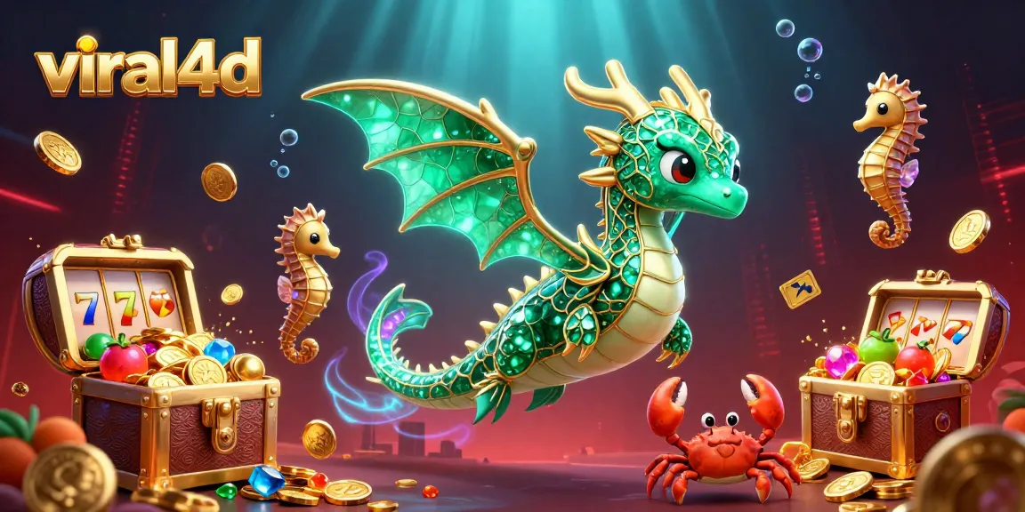 Win big with viral4d at colorful slot games with vibrant 3D dragon and treasure!