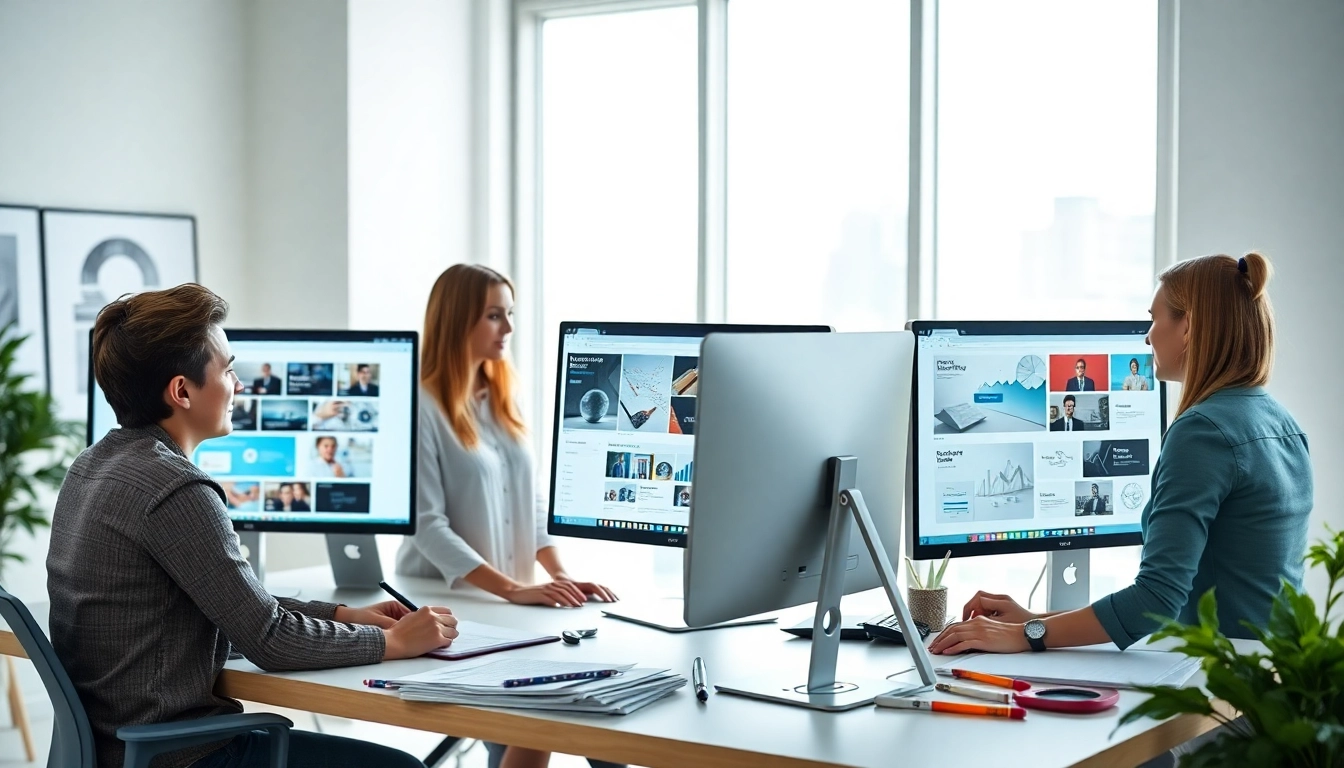 Webdesign Agentur Kunden erhalten kreative Designs in einem modernen Büro.