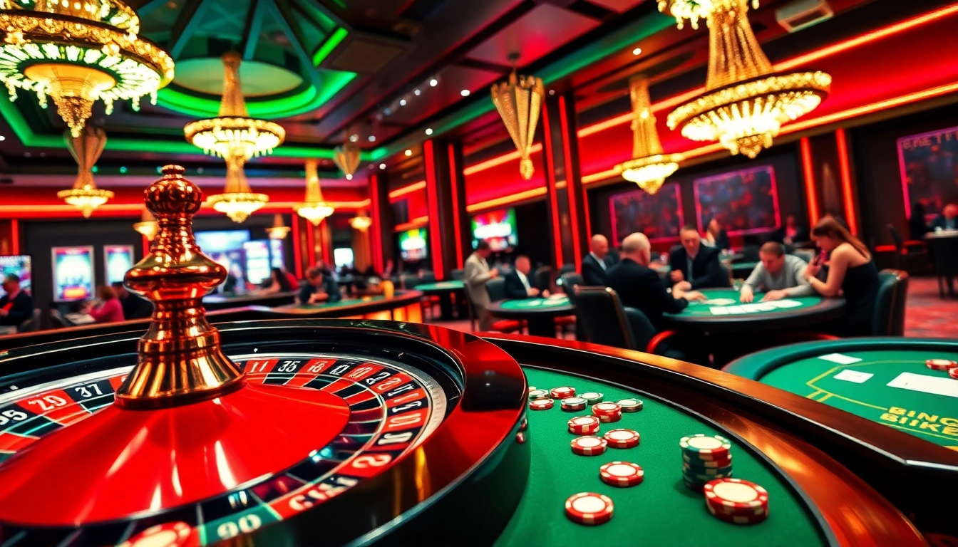 Experience the thrill of gambling at https://tructiepbongda.eu.com/ with a roulette wheel and vibrant casino atmosphere.