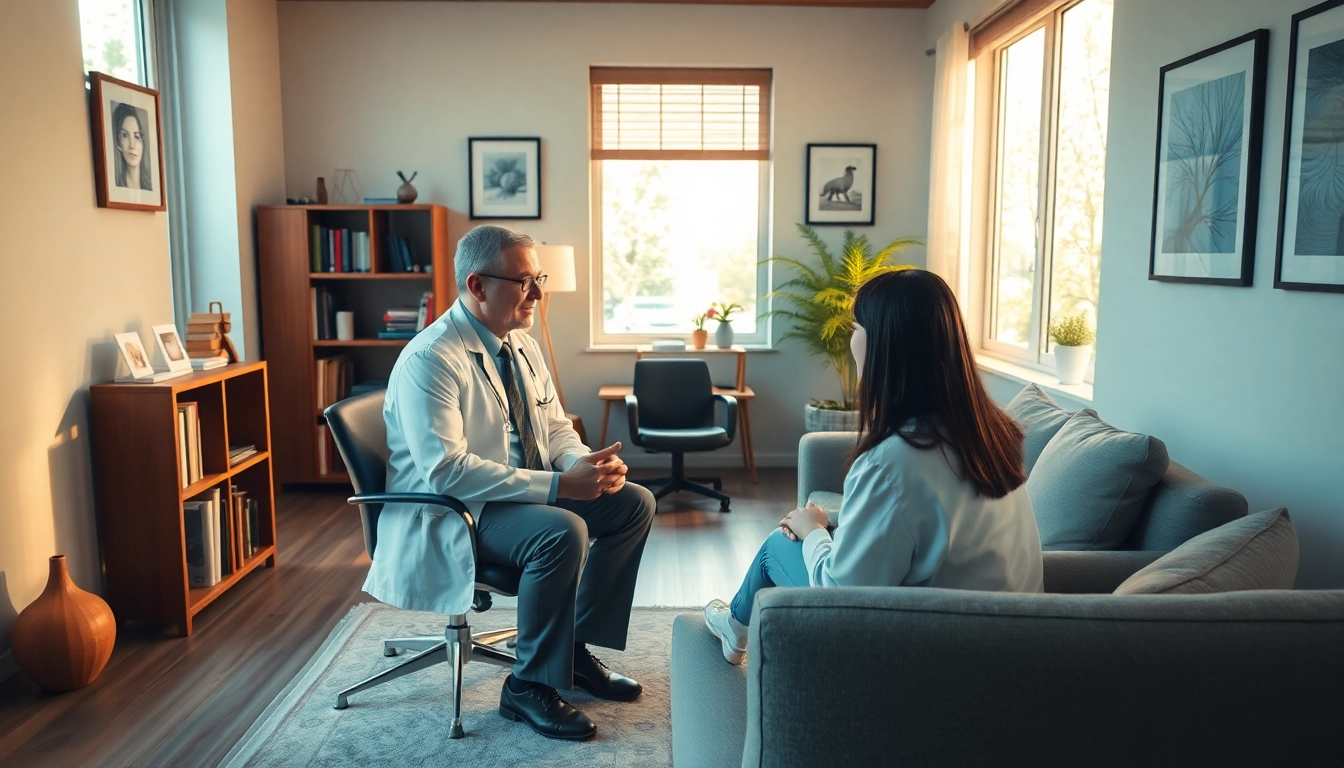 Best psychiatrist in Dubai consulting with a patient in a calming office environment.