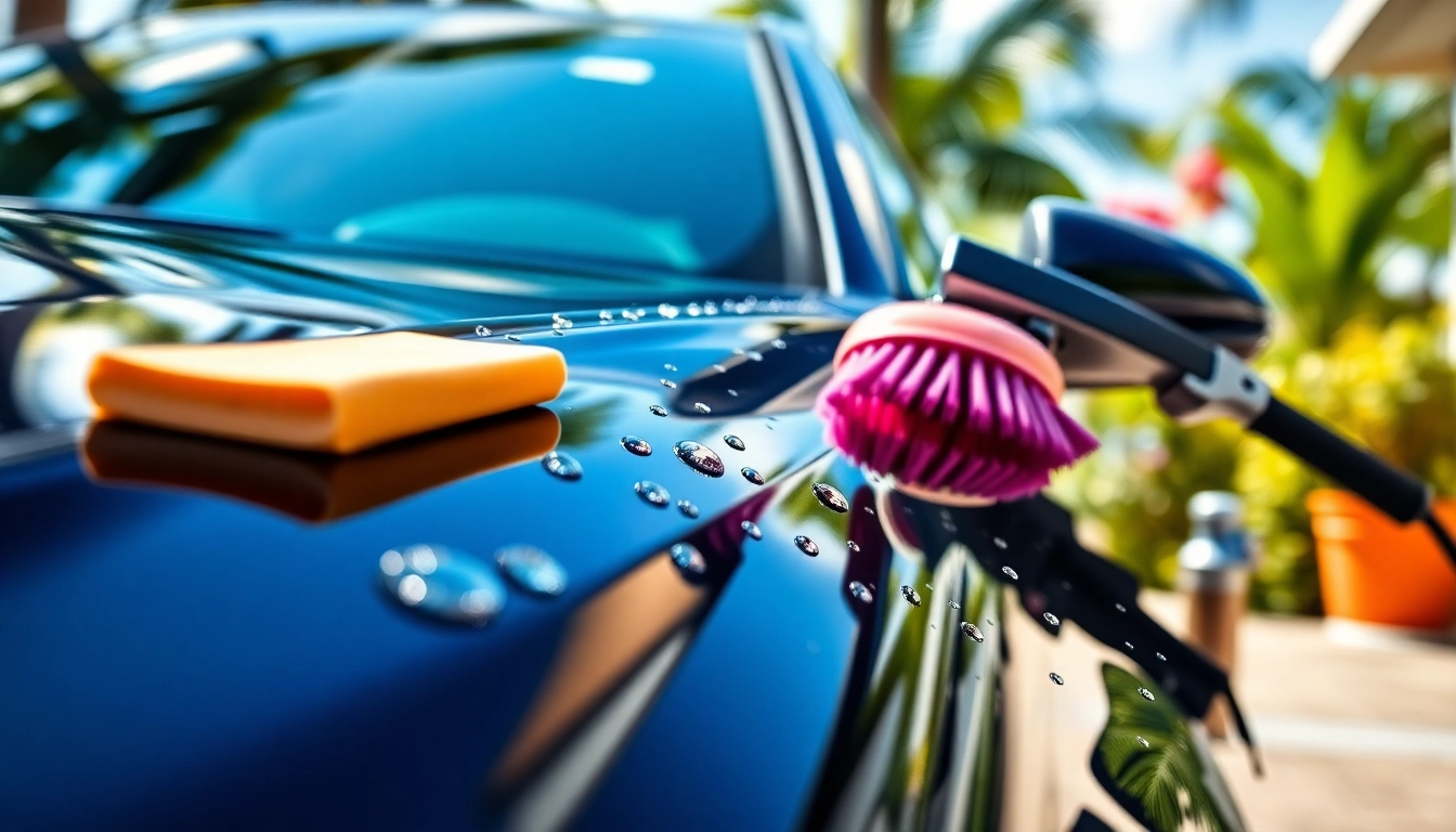 Experience exceptional car detailing Miami-Dade County with a professionally detailed vehicle shining in sunlight.