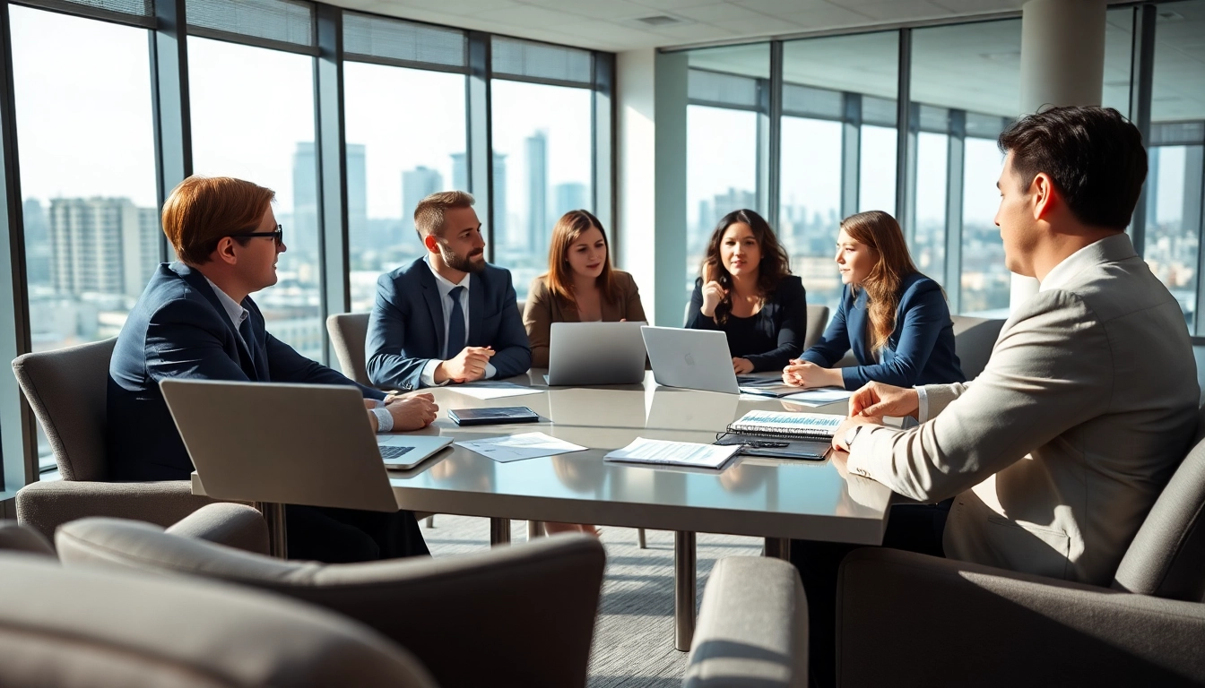 Clients engage in wealth management San Antonio discussions with a financial advisor in a bright office.