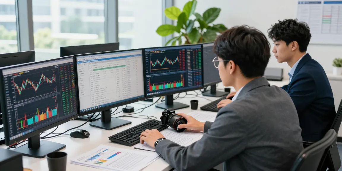 Professionals analyzing trading market insights in a modern financial workspace.