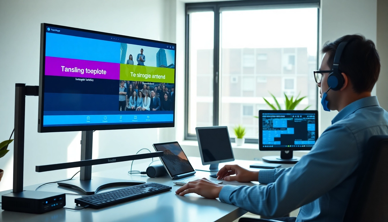 Enhance your projects with professional video translation tools shown in a modern workspace.