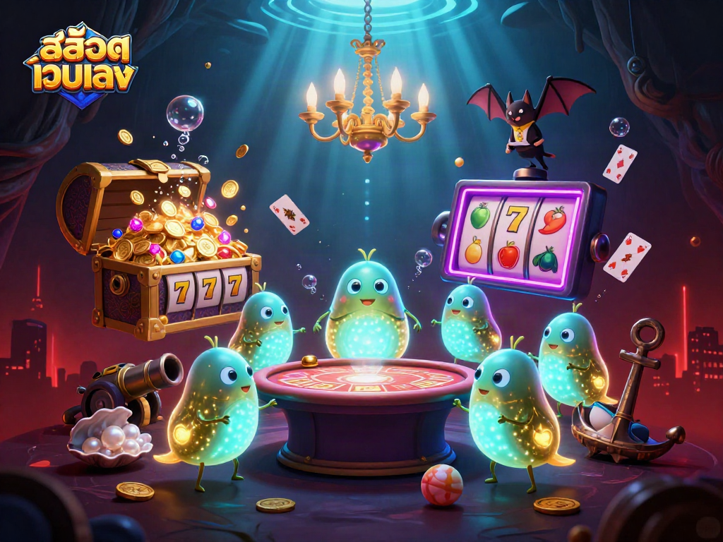 Experience the thrill of สล็อตเว็บตรง action amidst a vibrant cave casino filled with glowing treasures.