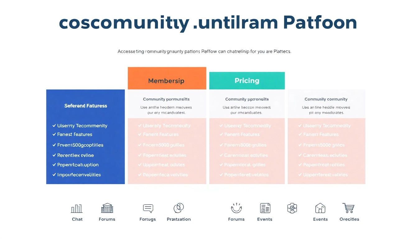 Visual representation of community platform pricing tiers highlights membership features and options.