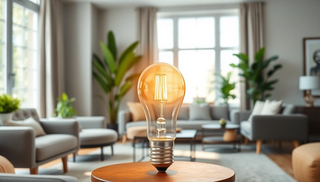 Illuminate your space with what is an a19 bulb providing a warm atmosphere in a modern setting.