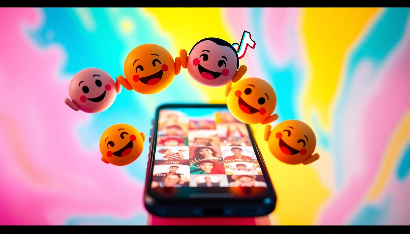 Engaging display of tiktok emojis on a colorful smartphone interface, highlighting their creative use.