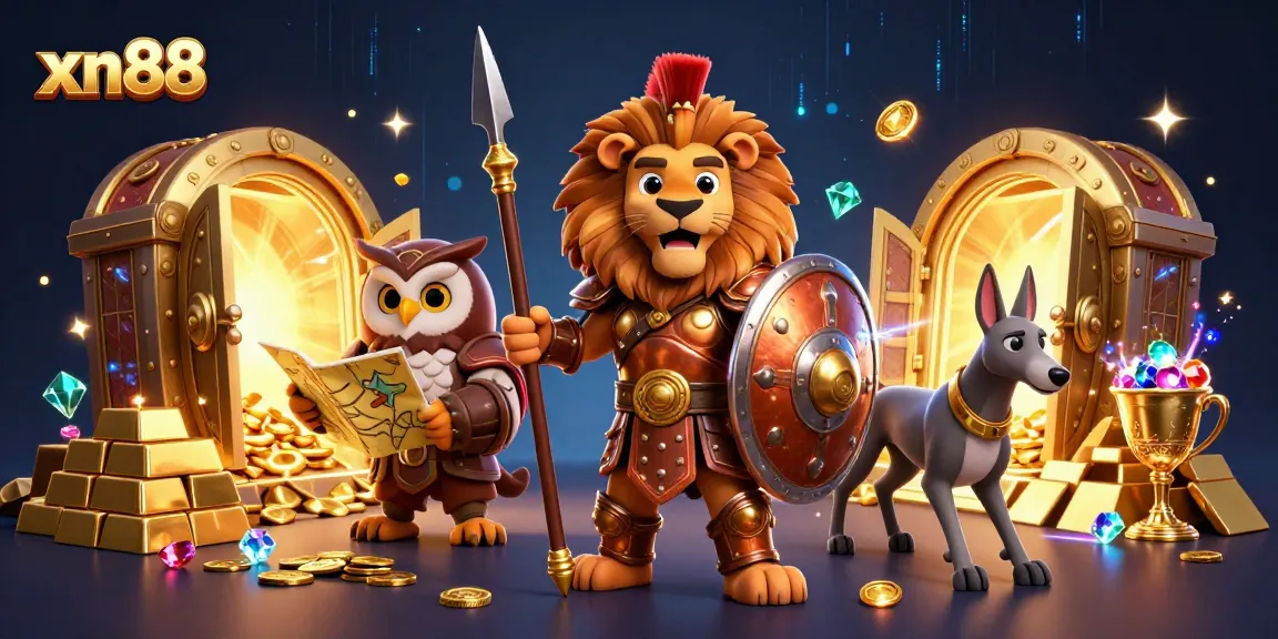 Play engaging games at xn88 with an adventurous Spartan lion, owl strategist, and greyhound messenger.