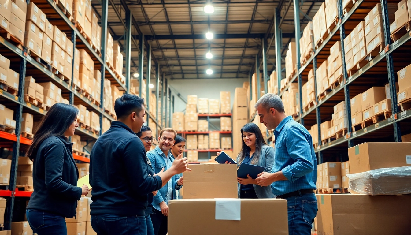 Showcasing a 3PL operation with professionals managing inventory and logistics.