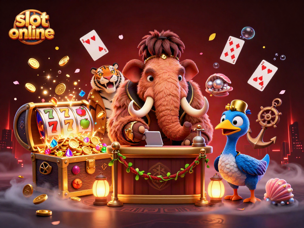 Engage in exhilarating slot online gameplay with a lively 3D casino scene filled with adventure.