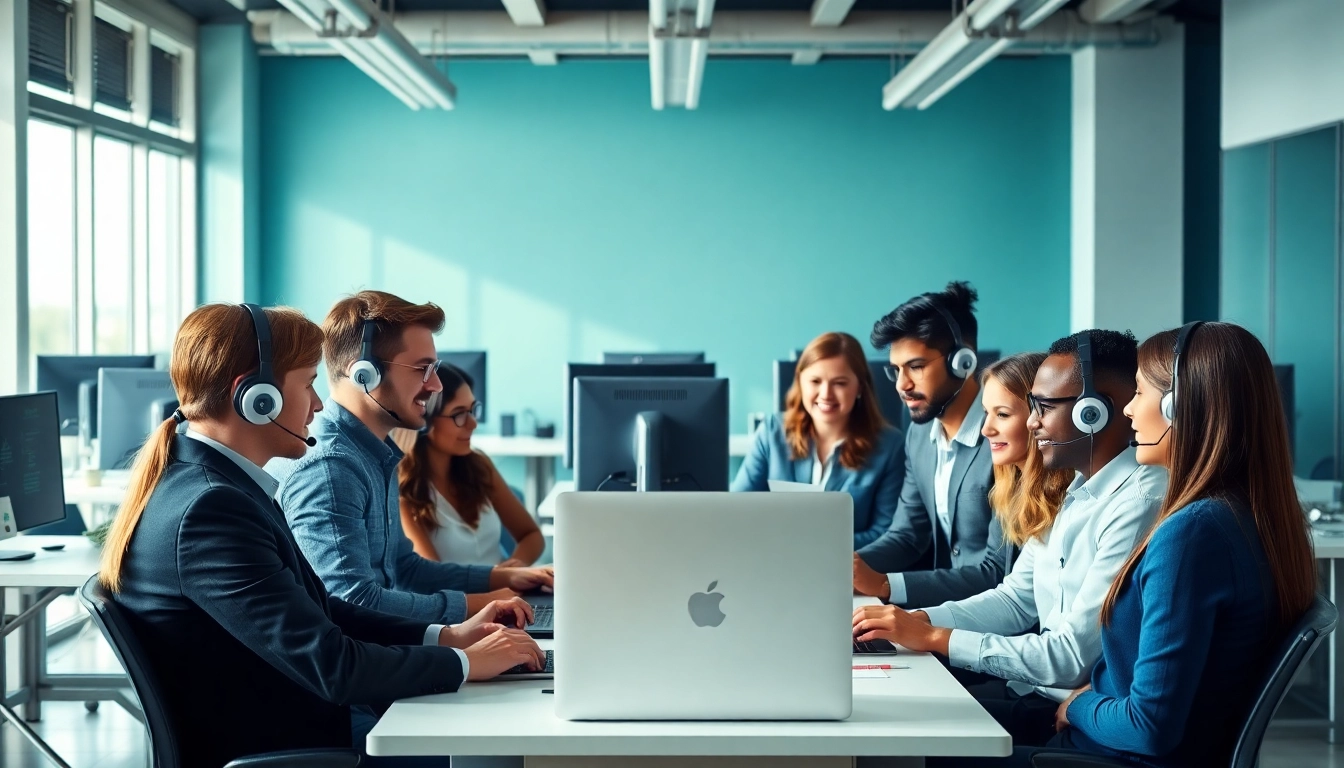 Managed IT services near me with a professional support team collaborating in a modern office.