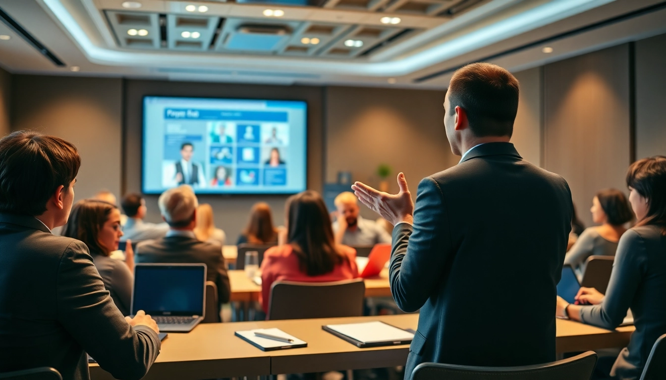 Engaging public speaking training session showcasing participants actively learning.