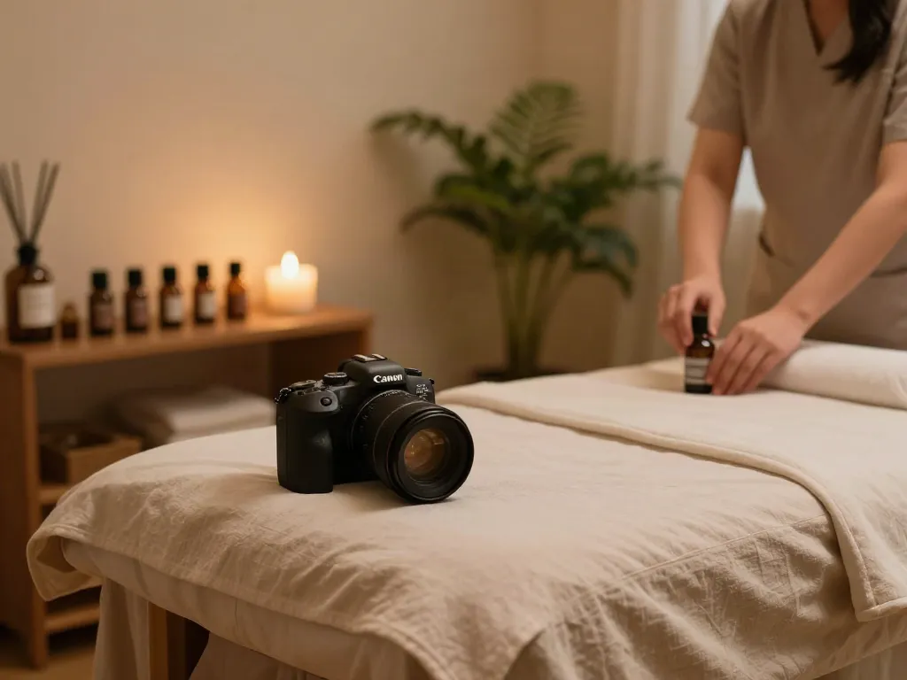 Relaxing massage therapy room with essential oils for 미사출장마사지 treatments.