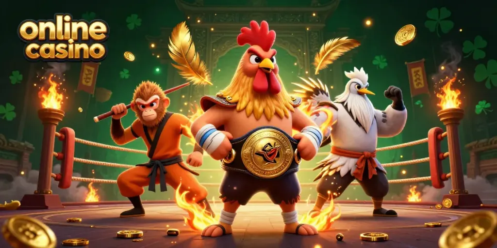 Juega en un casino online ambientado con un gallo campeón, un mono Shaolin y un maestro grulla.