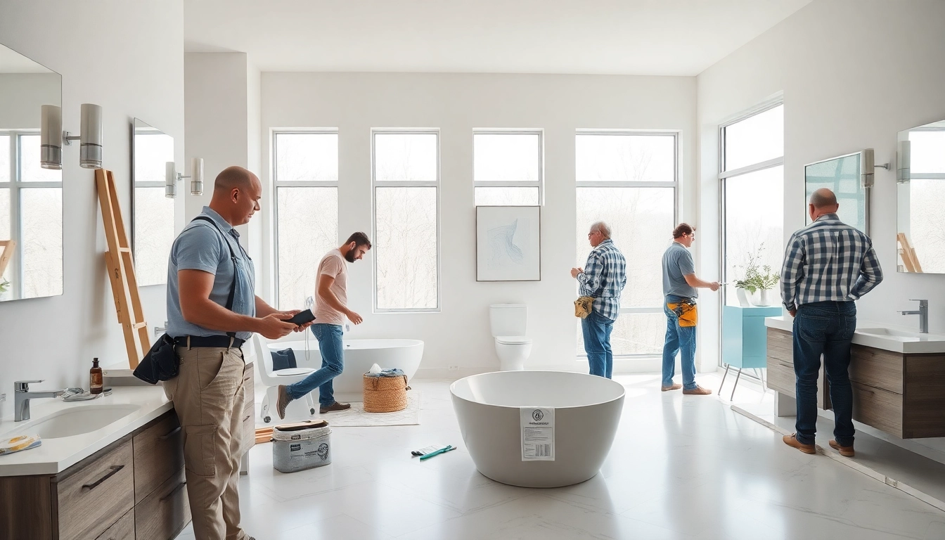 Skilled bathroom contractors near me transforming a modern space with precision and style.