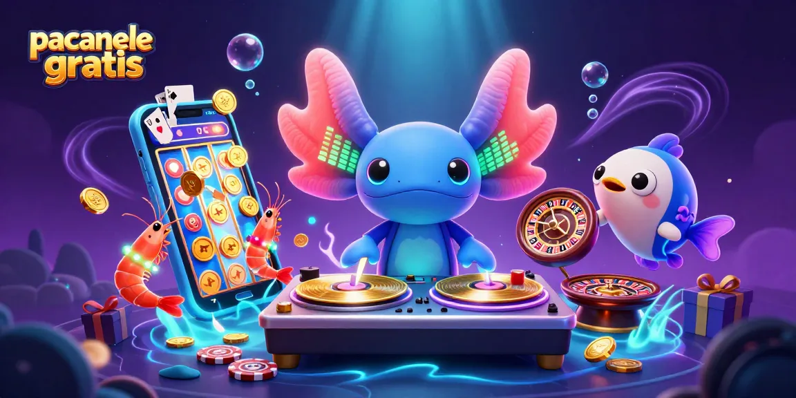 Joacă păcănele gratis cu un DJ axolotl 3D într-o scenă vibrantă de cazino.