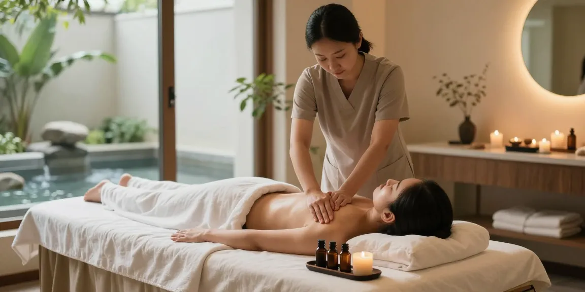 Relaxing Swedish massage scene at makangs.com wellness center with soothing ambiance and expert therapist.
