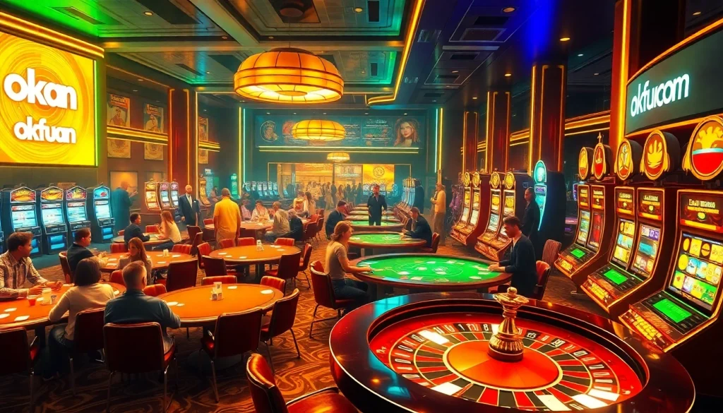Experience thrilling moments at okfun com's vibrant casino, where players enjoy poker, roulette, and colorful slots.