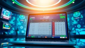 Menampilkan bandar togel online dengan laptop yang penuh warna dan menarik.