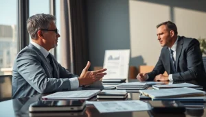 카드깡에 대한 상담을 받는 고객과 전문가의 진지한 대화