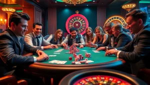 Exciting poker action at the 79king casino, showcasing colorful chips and cards.