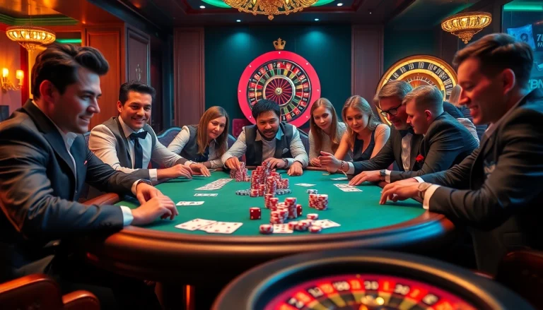 Exciting poker action at the 79king casino, showcasing colorful chips and cards.