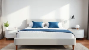 Materassi di alta qualità in offerta, con un'immagine invitante di una camera da letto moderna e accogliente.
