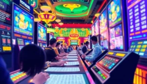 Menampilkan pengalaman gamers toto togel dengan antarmuka interaktif dan suasana yang bersemangat.