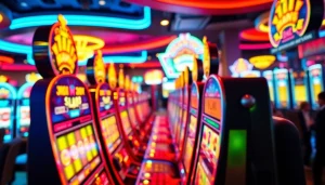 Mainkan slot online dengan antusiasme tinggi di mesin slot yang bercahaya dan penuh warna.