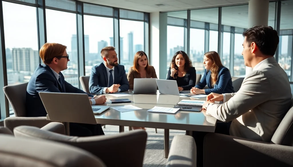 Clients engage in wealth management San Antonio discussions with a financial advisor in a bright office.